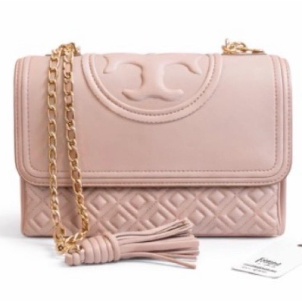 Tory Burch Fleming Quilted Convertible Shoulder Bag Blush